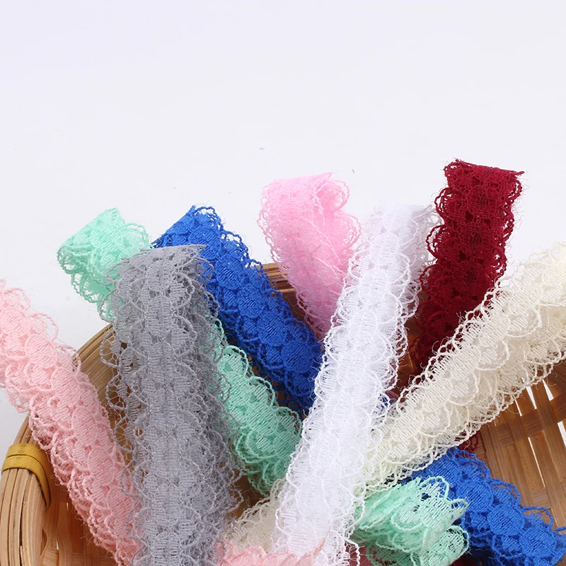 10yards 1.5cm White Colorful Thin Lace Ribbon Trims Wedding Candy Gift Box Decoration lace diy Sewing Craft Garment Accessories