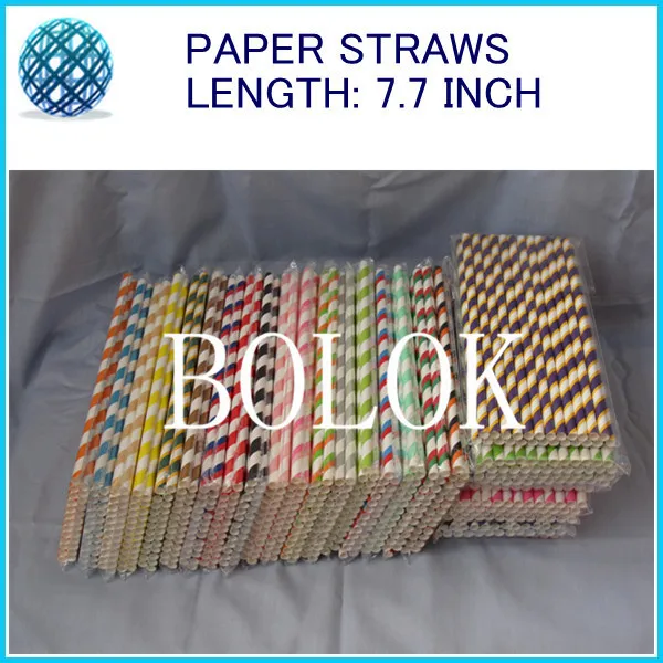 Free Shipping 1500pcs/Lot Ids Color Stripe Drink Strip Paper Straws Chevron For Birthday Party Decorations