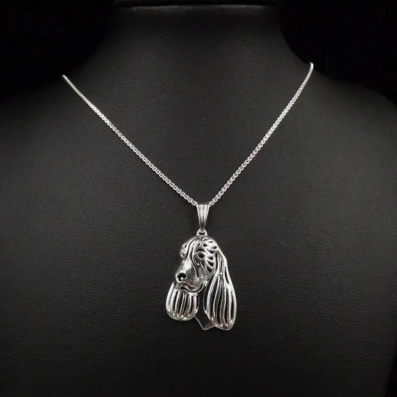 Female Alloy Pet Dog Pendant Necklaces Women\'s English Springer Spaniel Necklaces Drop Shipping