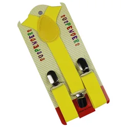 Winfox Fashion Red Yellow Adjustable Girls Clip-on Y-Back Baby Kids Boys Children Suspenders Braces