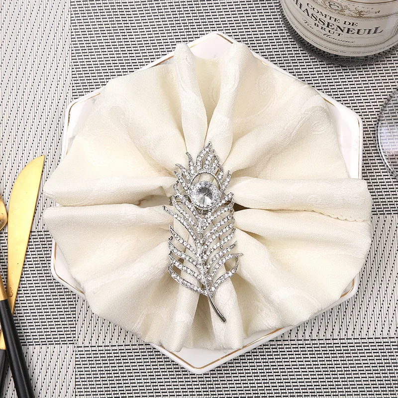 Leaf Napkin Buckle for Hotel and Restaurant, Simple Towel Buckle, Room Feather Ring, Modern Fashion, 10Pcs