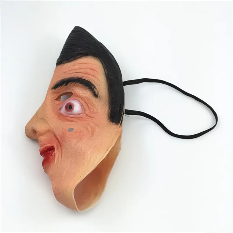 Top Quality 2017 Famous Man Mask Full Face Head Party Mask Mr Bean Face Mask Halloween Party Cosplay Male Head Mask Fancy Dress