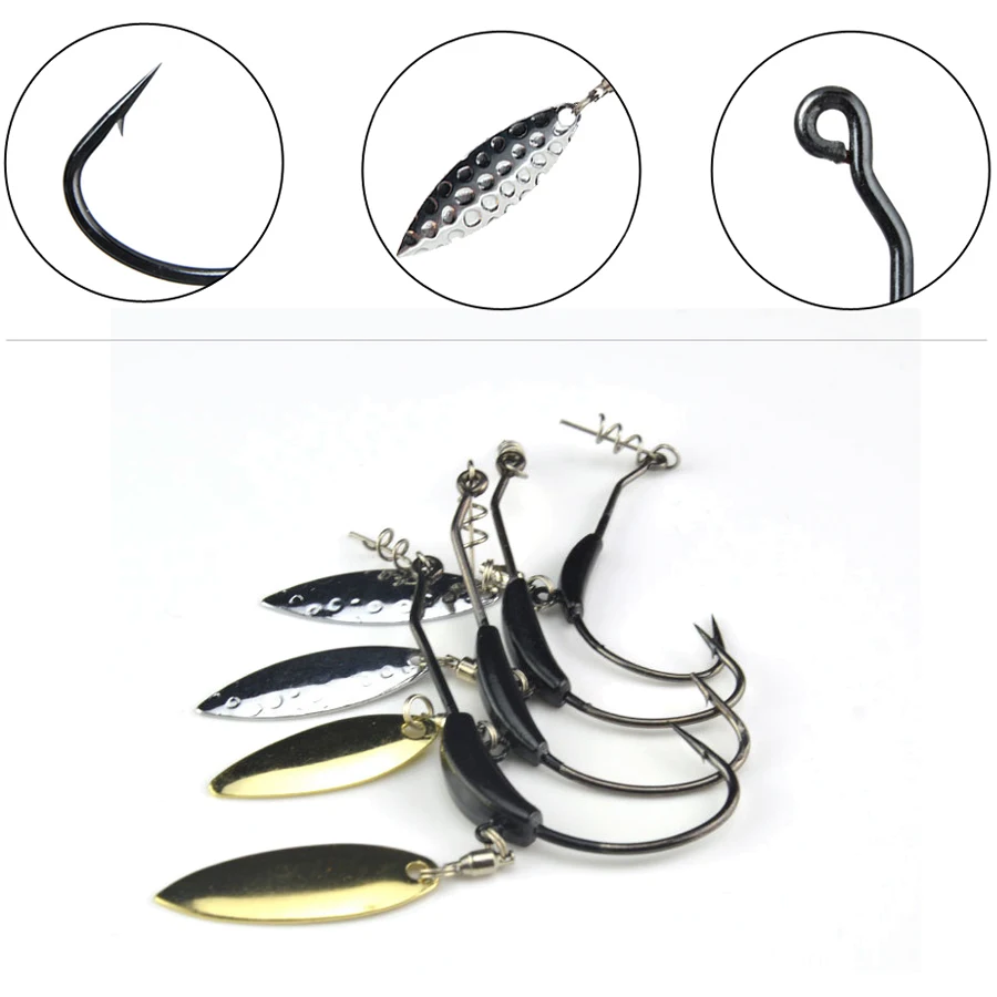 2pcs Offset Fishing Hooks Weighted Crank Hook With Spoon sequins Fishing Hook Fish Hooks Fit for Texas Rigs Fishing Tackle