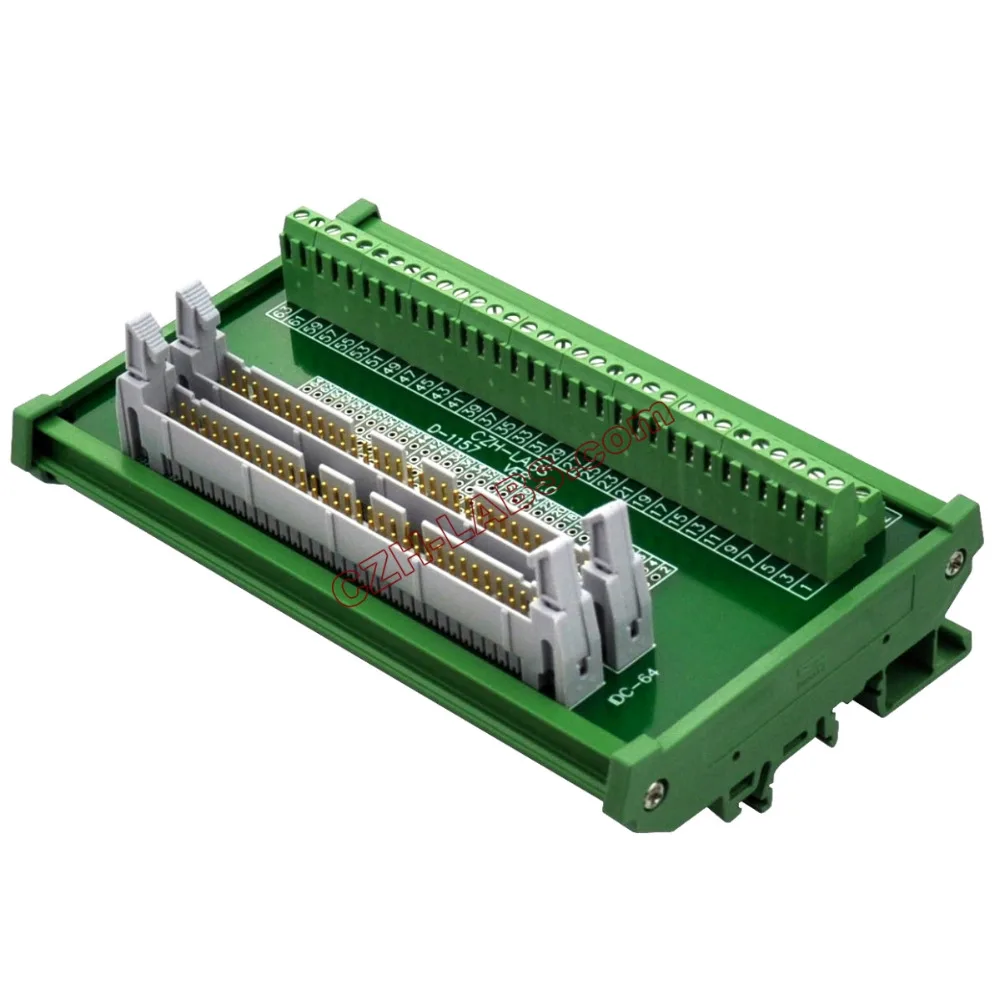 CZH-LABS DIN Rail Mount Dual IDC64 Pitch 2.54mm Male Header Interface Module Breakout Board.