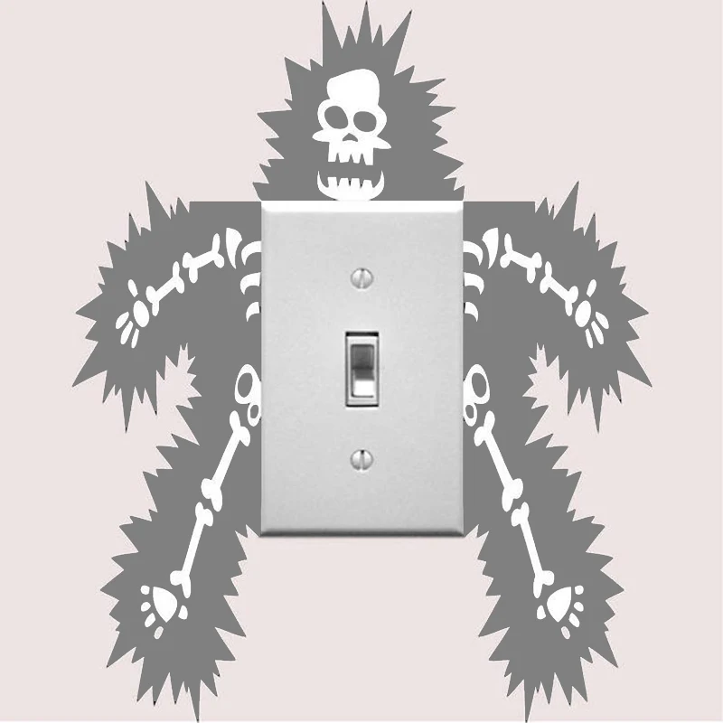 Funny Skeleton Outlet Or Light Switch Decal Art Wall Sticker Electric Electrocuted Vinyl Power Switch Decor Living Room LC1294