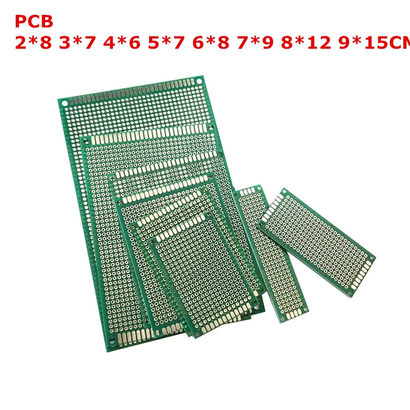 16pcs Double Side PCB Tinned 2.54mm Printed Circuit Board FR4 1.6mm Universal PCB 2*8 3*7 4*6 5*7 6*8 7*9 8*12 9*15CM Veroboard