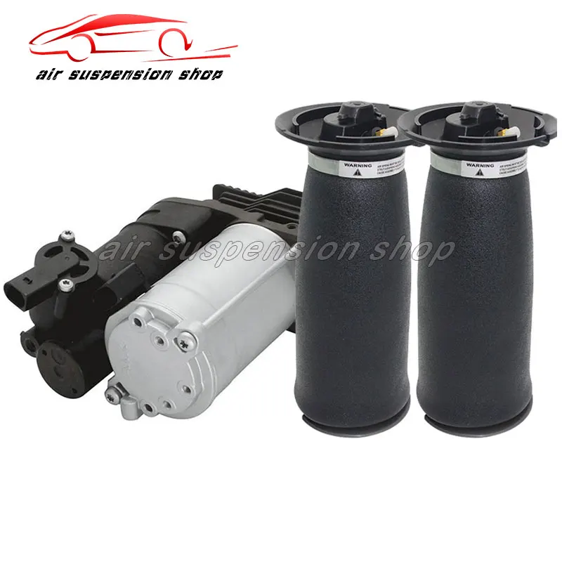 1 Set Air Suspension Rear Left & Right Air Spring Bag and Gas Shock Compressor Pump for BMW E61 2002-2010 37106793778