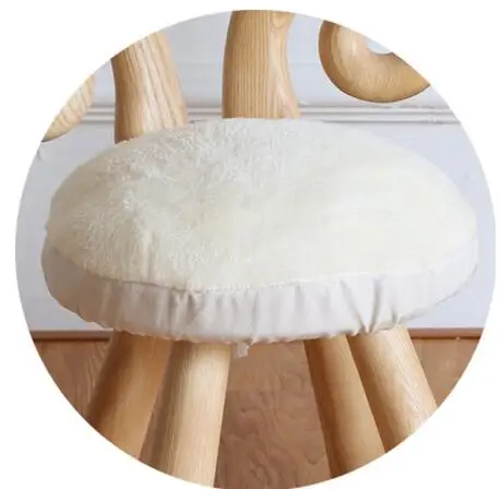 white/brown Children solid stool cushion pad velvet round cushion seat mat