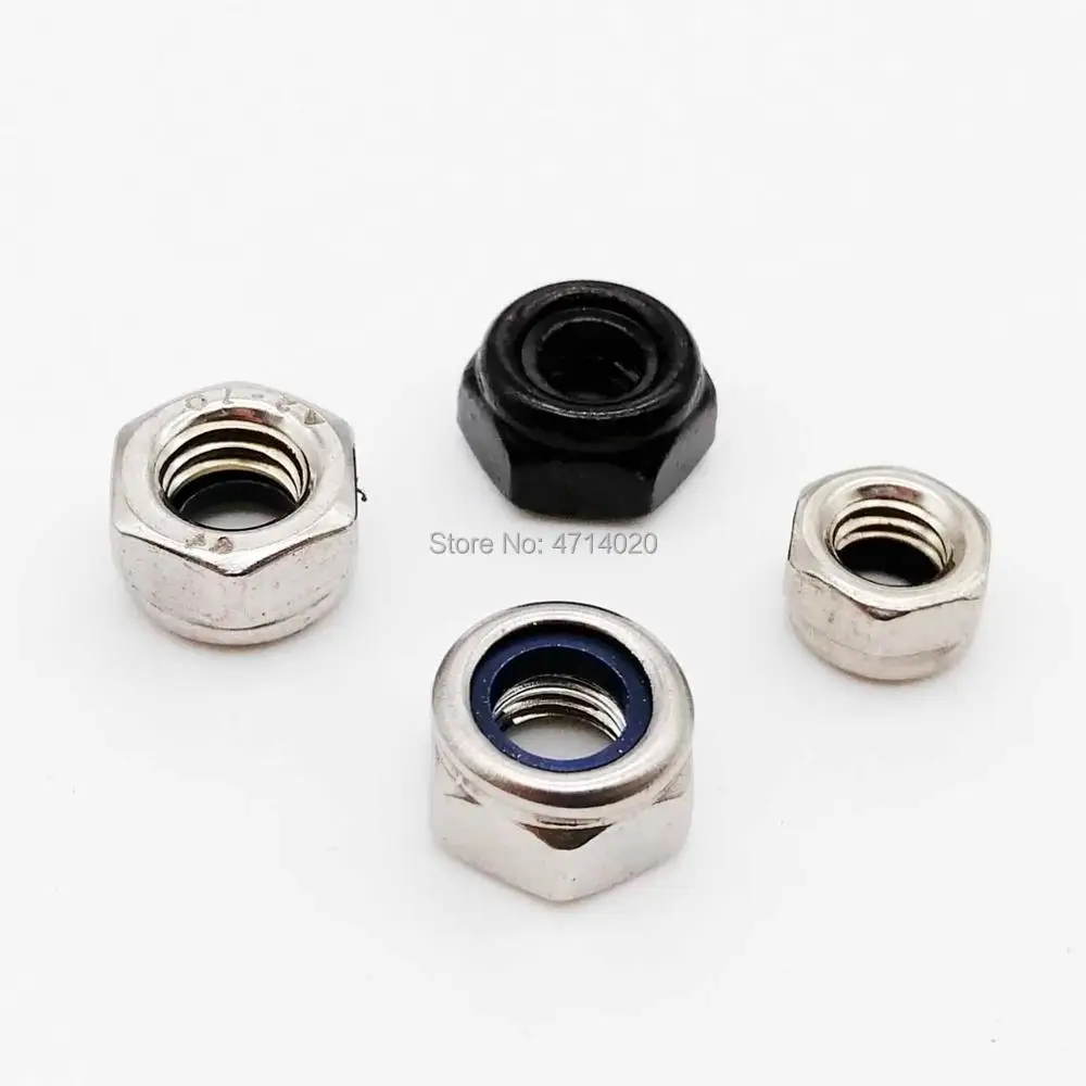 M2 M2,5 M3 M3,5 M4 M5 M6 M8 M10 M12 M16 304 Edelstahl Schwarz Nylock Mutter Kontermutter Sechskant Nylon Einsatz Selbstsichernde Mutter – Detail 4