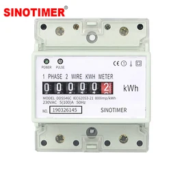 Factory Price 5(100)A 230VAC 50/60Hz Single Phase Energy Counter Meter Analog Electric Wattmeter Household Electric Din Rail