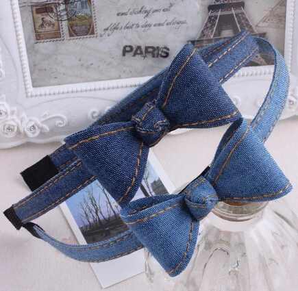 2019 New Classic Korean Blue Jean Hairband Handmade Denim Knot Bowknot Headband Girls Women Barrette Hair Accessories