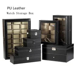 New Leather Watch Box Organizer Black Watch Holder Case Fashion Watch Display Boxes Jewelry Gift Box