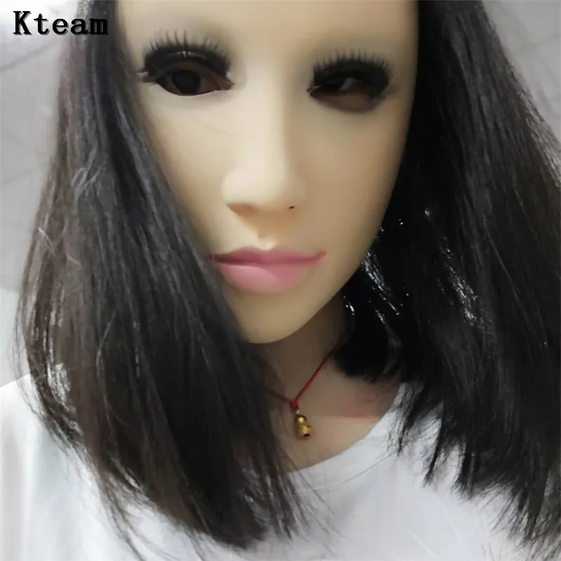 Female Full Head Disguise Crossdresser TRANSGENDER Latex Mask Halloween Masquerade Cosplay Woman Party Mask Ball Costume Props