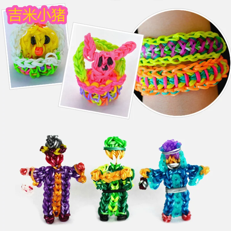 800pcs 12color Loom Bands Toys for Children Girl Gift DIY Elastic Rubber Band for Weaving Lacing Bracelets Kid Toy Set 2019 New