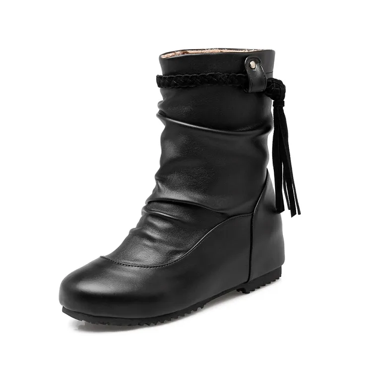 Big size 30-52 Botas Mujer Winter Boots New Round Toe Buckle Boots For Women Sexy Ankle Fashion Winter Shoes Casual 504