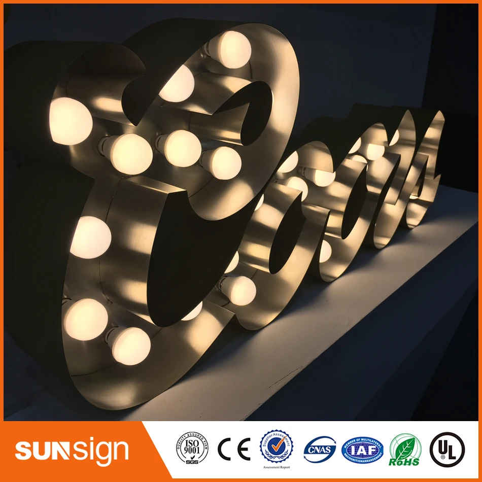 Stainless steel channel lighted letters signs