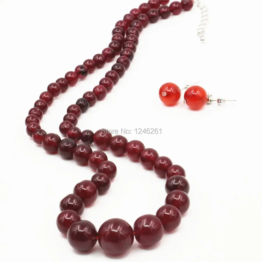 6-14mm Natural Red Stone Beads Sardonyx Round Fashion Jewelry Making Necklace Chain Earrings Sets Jewelry Sets Women Girls Gifts