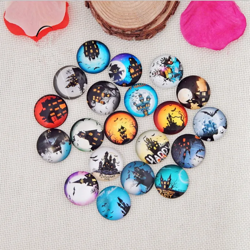 Free shipping (14pcs/lot)Round Crystal Glass fridge magnet Halloween Decoration Whiteboard Message Stickers Halloween Gift