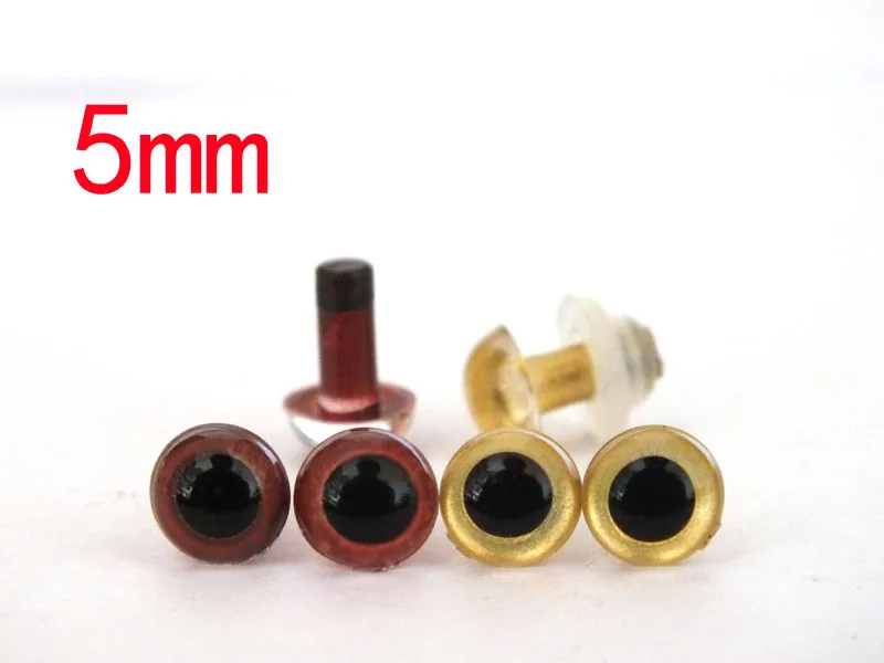 40pcs(20pairs) x 5mm brown and gold color environmental protection Plastic Safety Eyes