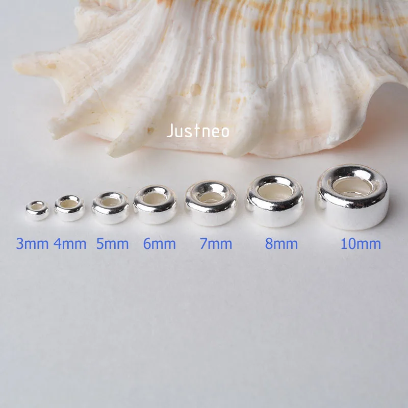 Solid 925 Sterling Silver Beads Rondelle/roundel Spacer Loose Bead Finding for Jewelry DIY ,1pc