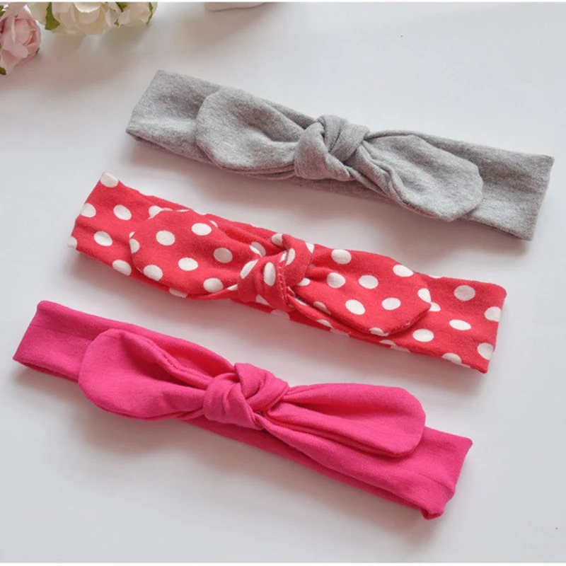 

3Pcs/Set Cute Baby Girls Headband Cotton Bunny ear Headbands Elastic Newborn Tie Knot Hair Band Children Knotted Headwrap Turban