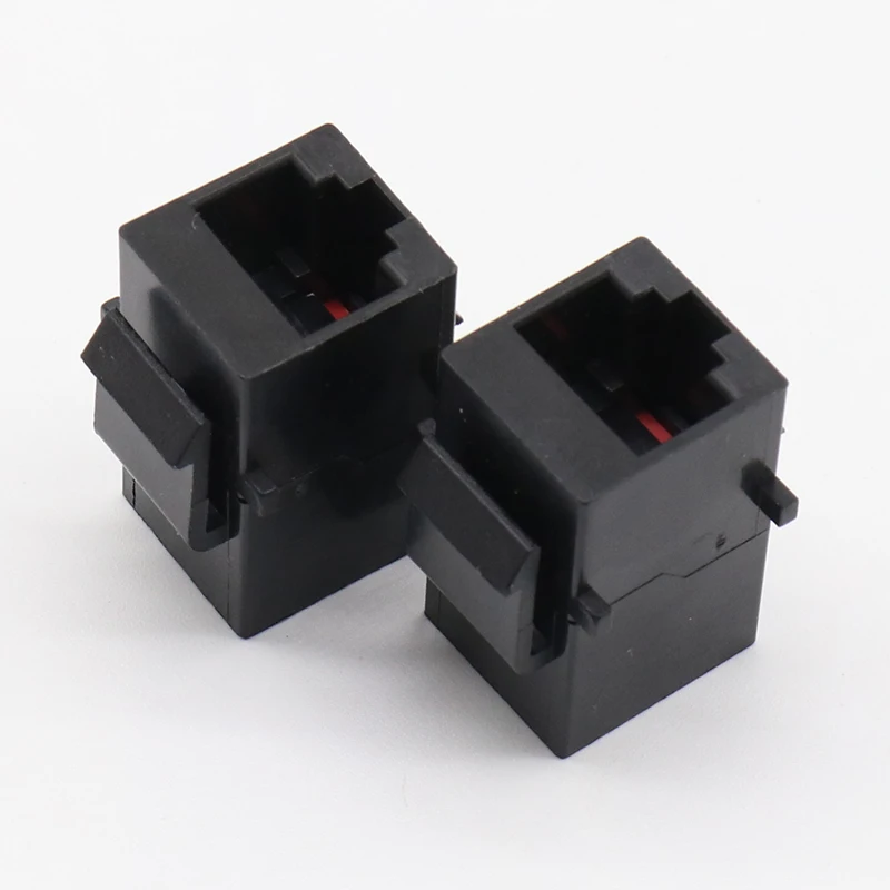 2 pcs Black RJ45 module docking network straight through double pass free module type pair