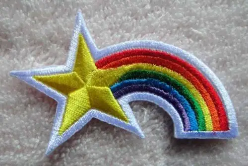 CUTE PRETTY STAR WITH RAINBOW COLOR Embroidered Iron on Patch Free Shipping