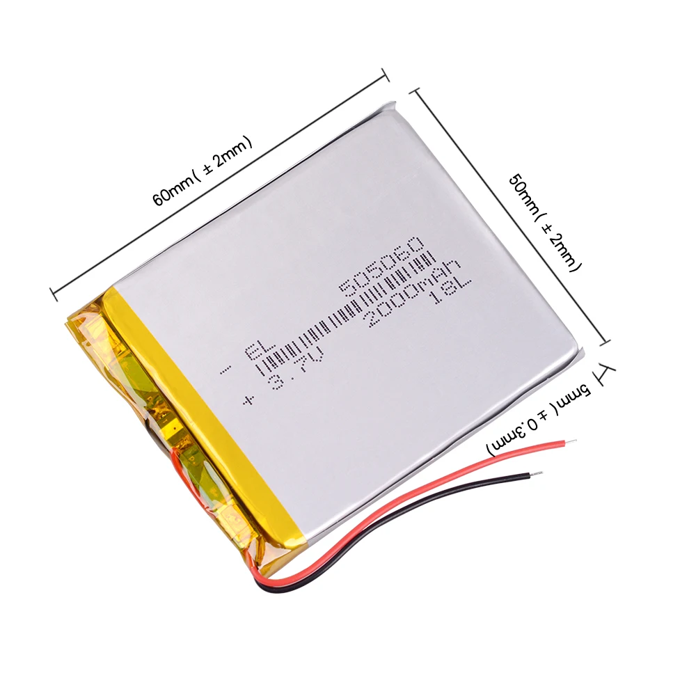 3.7V 2000mAh 505060 Rechargeable Lithium Li-ion Polymer Battery For interphone Bluetooth speaker PDA POS GPS Explay M43HD