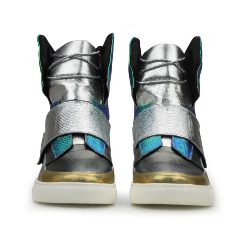 Men Shoes High-TOP Ankle Boots Brand Genuine Leather Luxury Trainers Winter Joggers Lace-up Flats Mixed Colors Sneaker