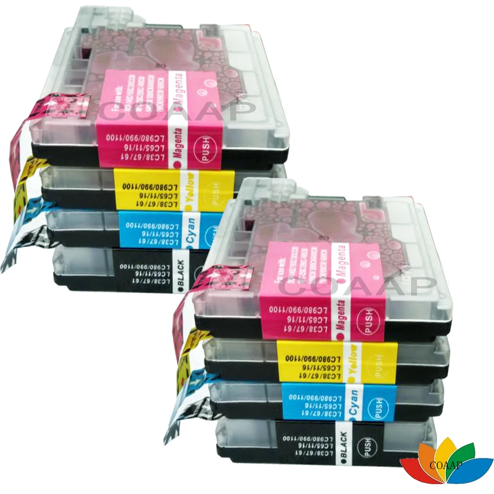 2 SET Compatible LC980 LC990 INK CARTRIDGE FOR BROTHER MFC 5890CN 6490CW 6870CDW 495CW J615 J615W 6490CW 6490CN 6490CN LC1100 XL