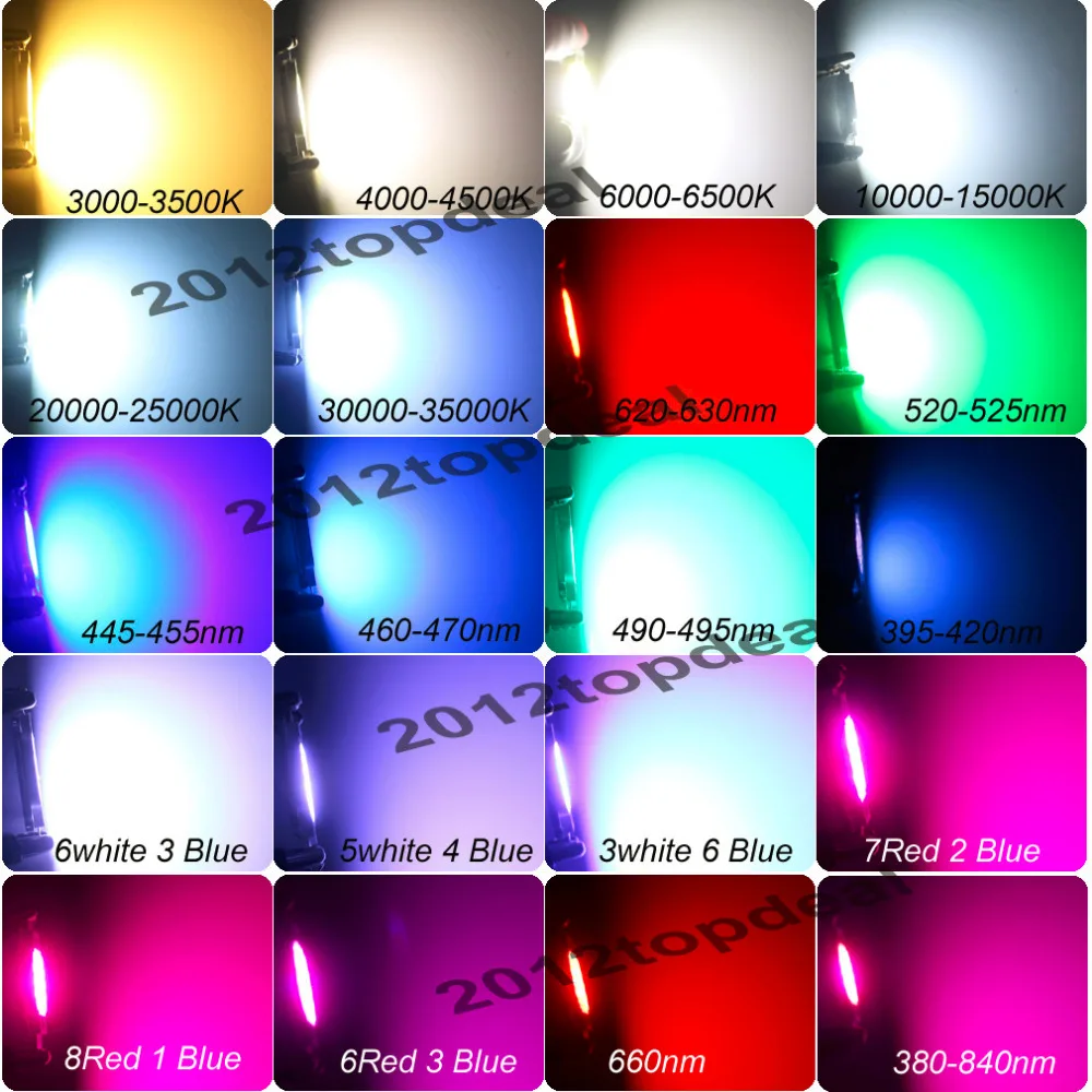 High Power 10W COB led  Warm White 4000K 10000K 20000K 30000K Royal Blue Green Cyan Red 660nm IR  Acquarim/ Plant led chip