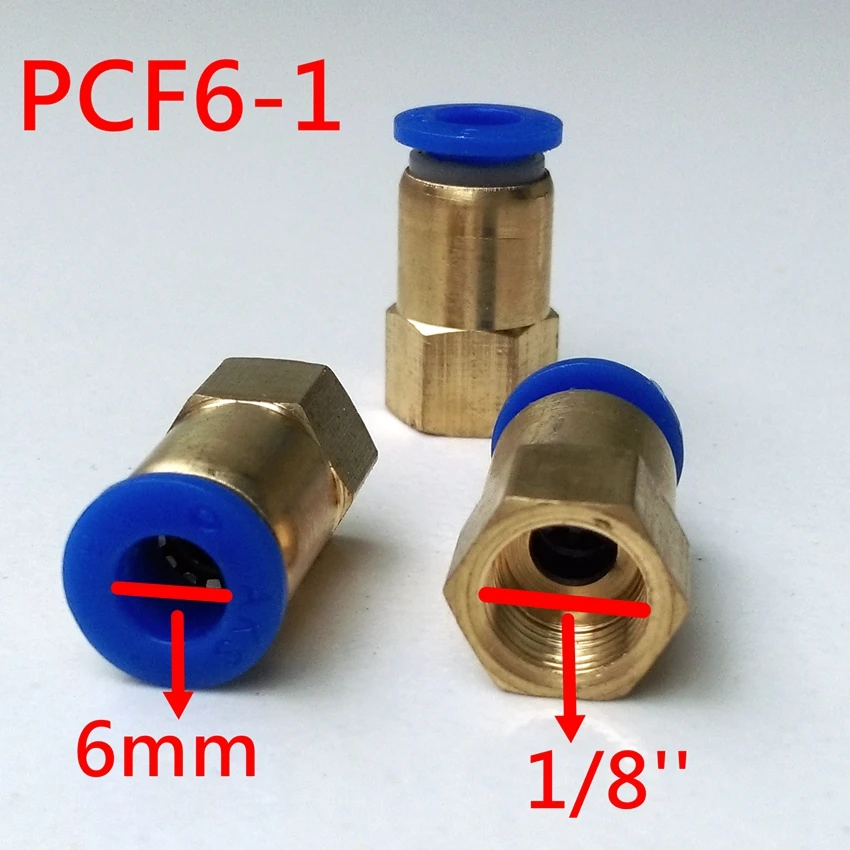 10pcs/lot 6mm Tube 1/8'' Internal Thread Pneumatic Fitting Quick Joint Connector PCF6-1