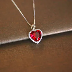 Hart Gemaakt Ruby Vintage Hangers S925 Sterling Ketting Fijne Sieraden Bridal Wedding Engagement Bijouterie Geen Ketting