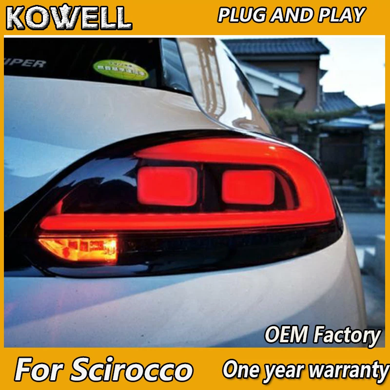 KOWELL Car Styling For for VW Scirocco Tail Lights 2014-2018 Scirocco Taillight Rear DRL Fog Brake Turn Signal Reversing