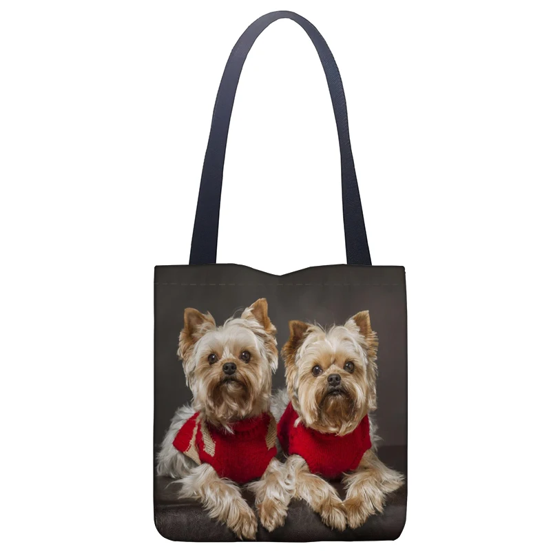 

Yorkshire Terrier Tote Bag For Women Canvas Fabric Bags Eco Reusable Shopping Bags Traveling Beach Casual Useful Shoulder Bag