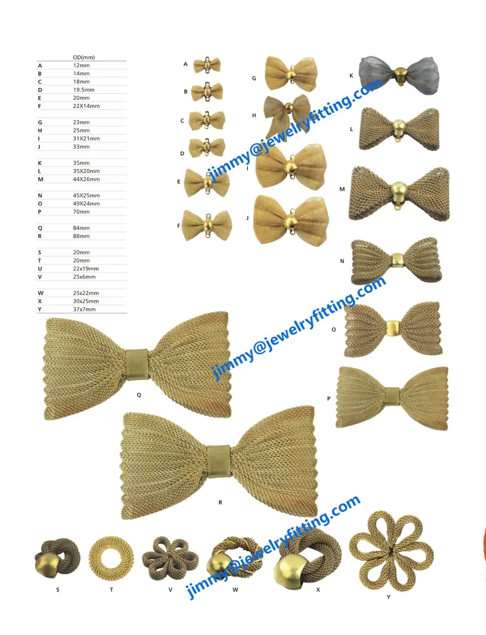 2000pcs Mesh brass charm bownot shape reseau bead findings connector for DIY jewelry accessories