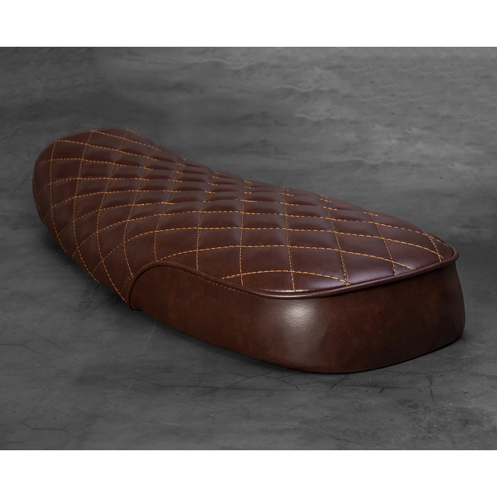 63cm Vintage Motorcycle Seat Cushion Grid Brown/Black Classic Motorbike Seat Handwork seat MASH125 MUTT125