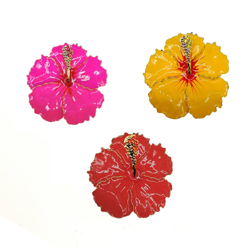 Fashion 2inches 100pcs/lot Yellow Pink Orange Round Enamel flower brooch pin