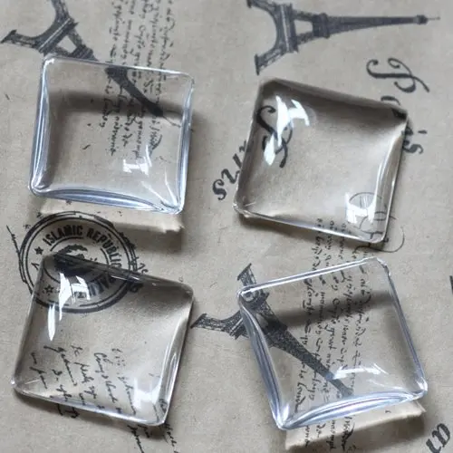 

25mm Clear Glass Domes Square Shape Cabochon Cameo Cover Cabs for Diy Jewelry Findings Settings Wholesale