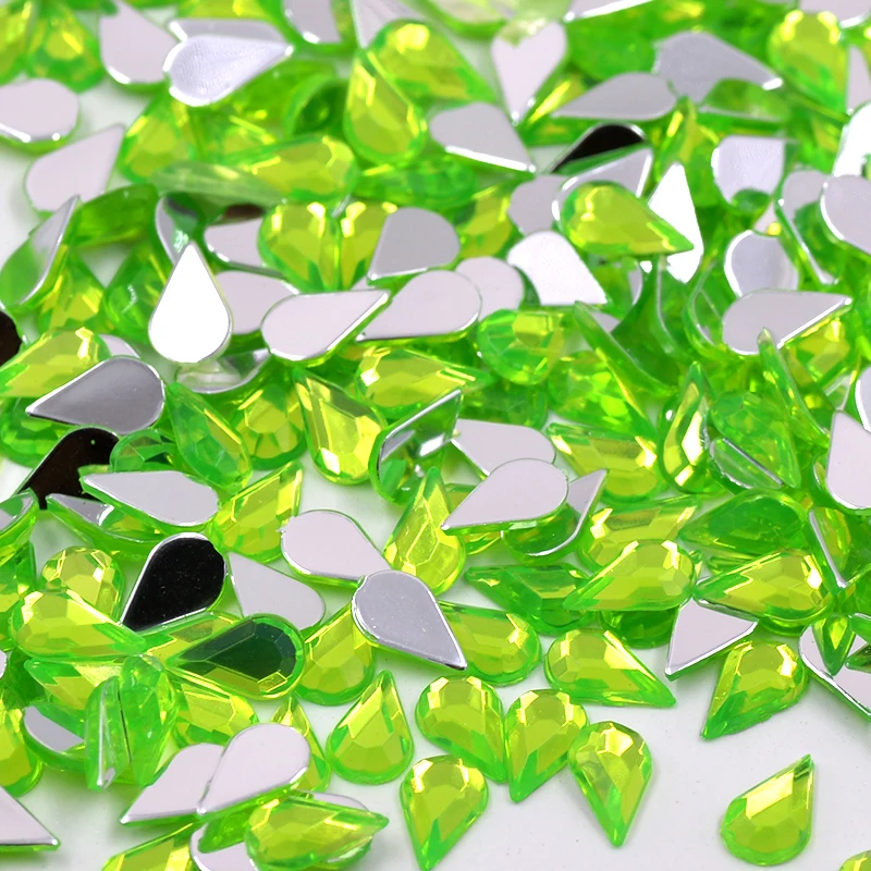 JUNAO 5*8mm Colorful Drop Crystal Rhinestone Flatback Acrylic Gems Nail Crystal Stones Non Sewing Scrapbook Beads For DIY Crafts