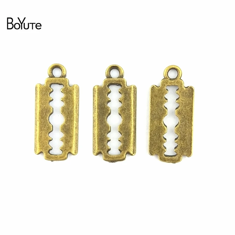 BoYuTe (200 Pieces/Lot) 20*9MM Fashion Jewelry Antique Bronze Lovely Razor Blade Charms Pendants Diy Bracelet Necklace Findings