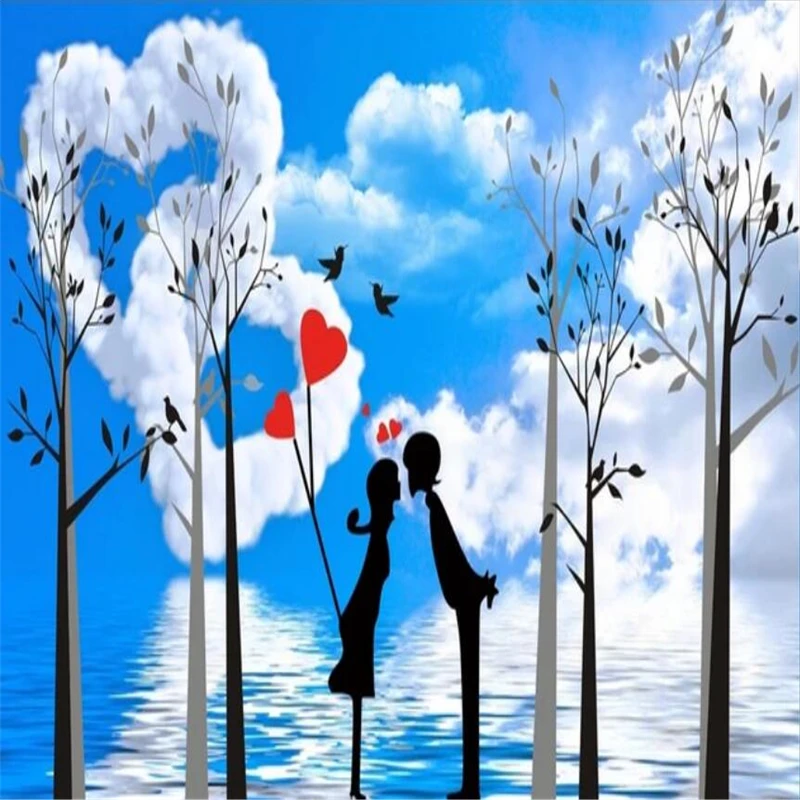 Decorative wallpaper Romantic couples love creativity 3D TV background wall painting