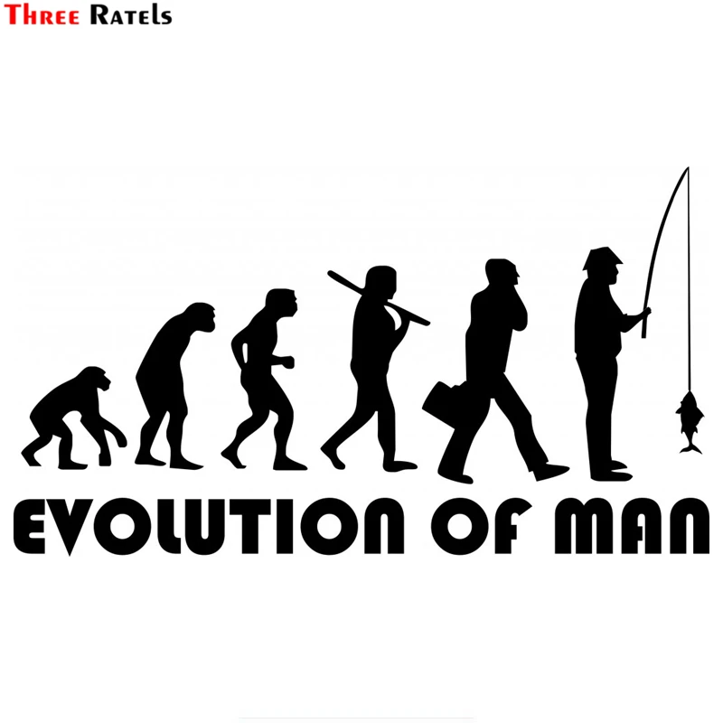 Three Ratels TZ-1276 12*21.4cm 1-4 Pieces Evolution Of Man Fisherman Car Sticker Funny Car Stickers Decals