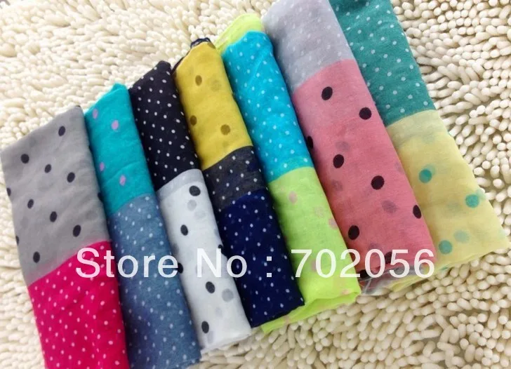 girls women's  2 tone dot Scarf Sarongs Hijabs Bandanas wrap shawl poncho 180*80cm mixed color 12pcs/lot #3366