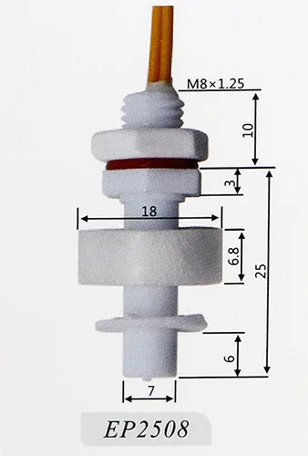 M8*25mm 100V 220V Mini Type Poly Propy Water Level Liquid Sensor Float Switch