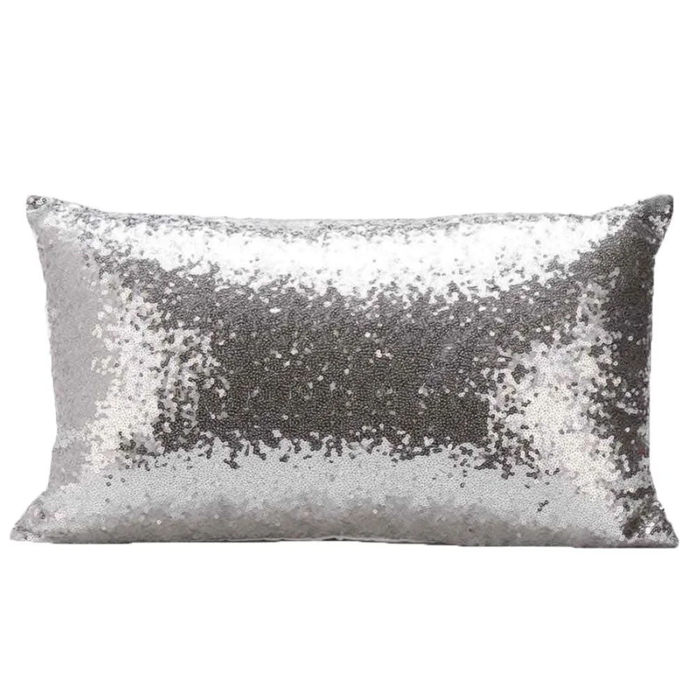 Solid Glitter Cushion Cover Sequin Bling Throw Pillow Case 30 x 50cm Cafe Home Decor  For Sofa Seat Decorative Pillows Cover