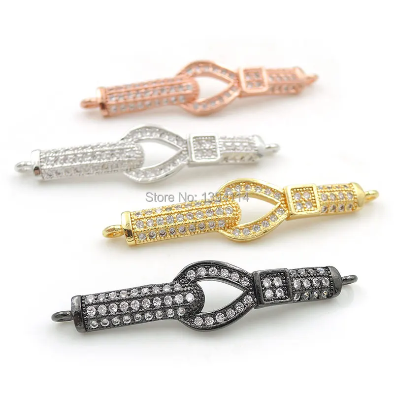 

36*8*2mm Micro Pave Clear CZ Arc Bar Connector Of Buckle Fit For Women As DIY Bracelets Accessory