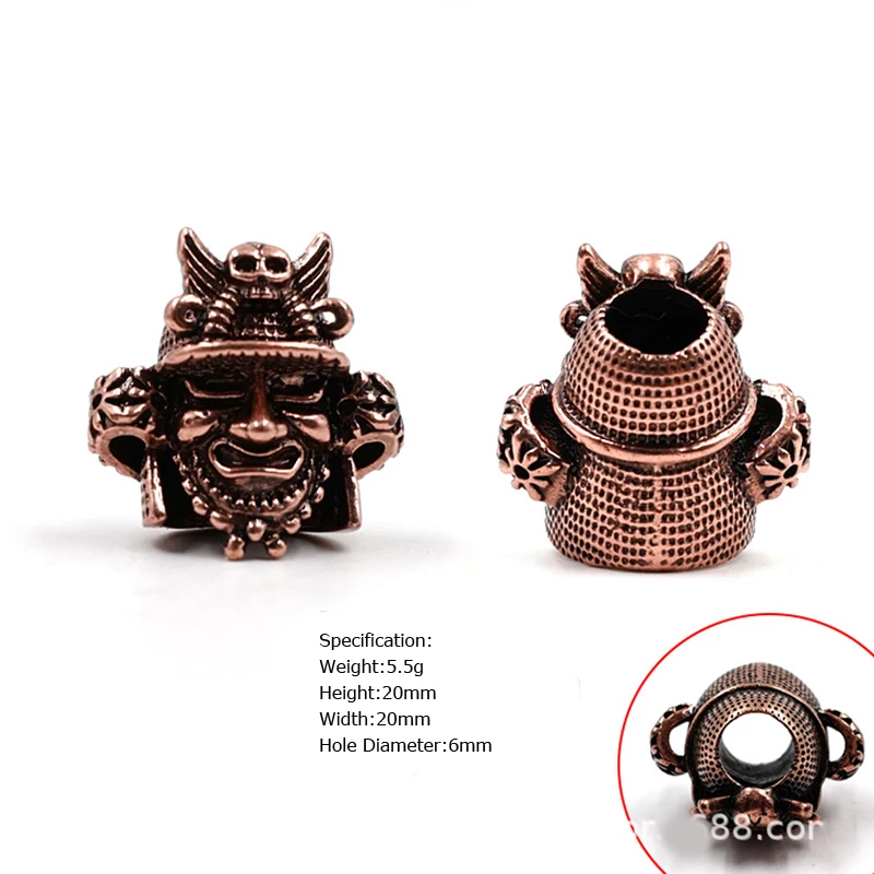 1 Piece Copper Warrior Paracord Skull Beads EDC Outdoor Lanyards Knife Flashlight Prachute Cord DIY Jewelry Charms Accessories