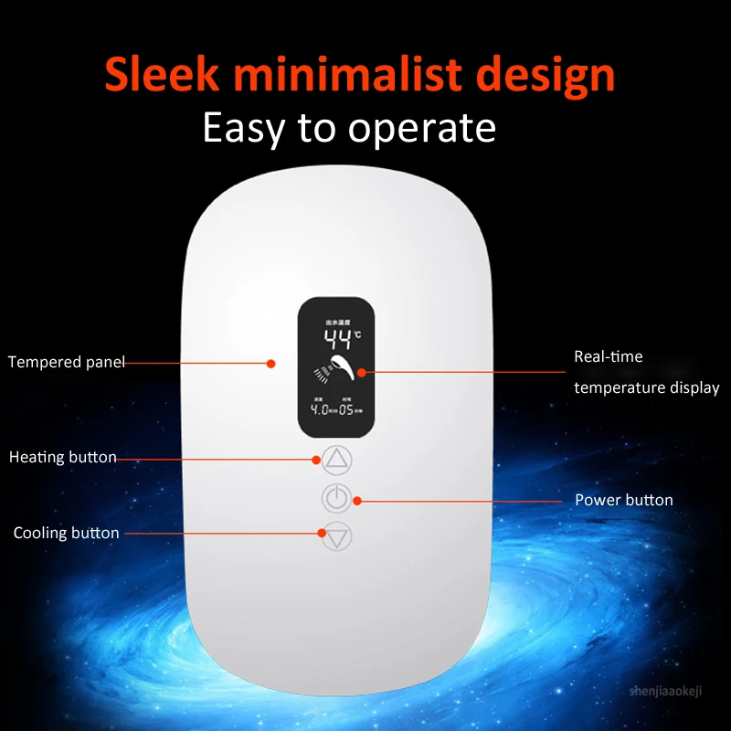 6100W termostato intelligente scaldabagno elettrico ultrasottile doccia domestica sospesa senza acqua attrezzo da bagno a riscaldamento rapido 220V 1pc