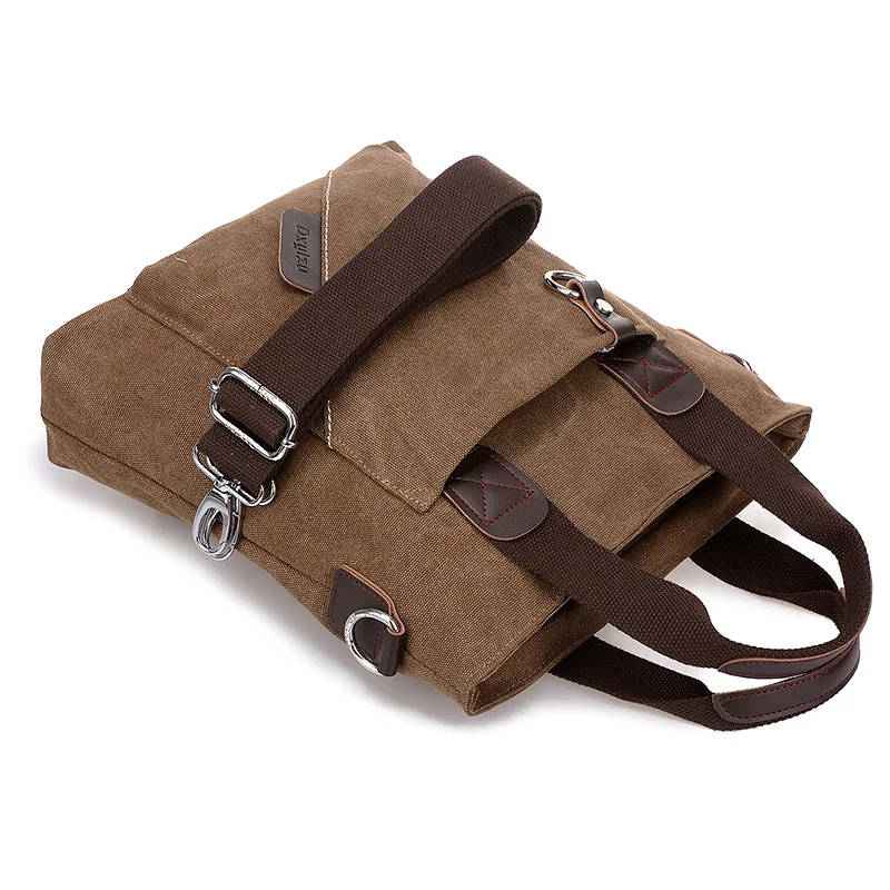 Canvas Vintage Handbag Mens Crossbody Bags Solid Color Multifunction Men Office Bag With Open Pocket Crossbody Shoulder Bags Men